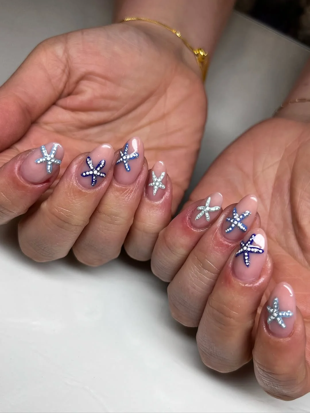 pretty starfish summer nails 2026 Blue Starfish Coastal Accent Nails