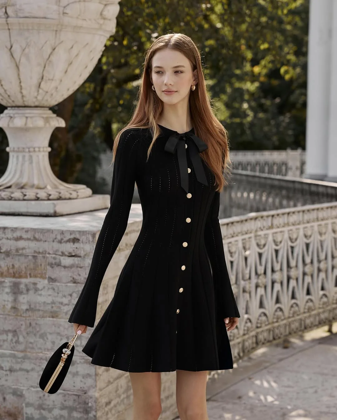 romantic dinner outfits date night fall 2026 The Modern Black Bow Dress