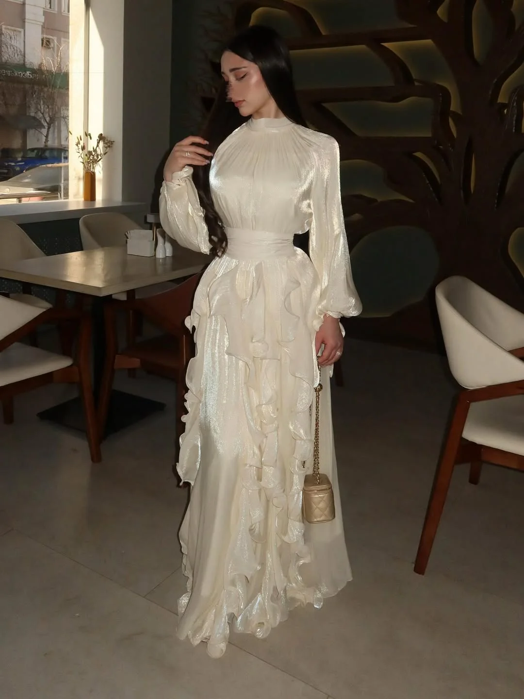 romantic dinner outfits date night fall 2026 Ivory Ruffles for Candlelit Evenings
