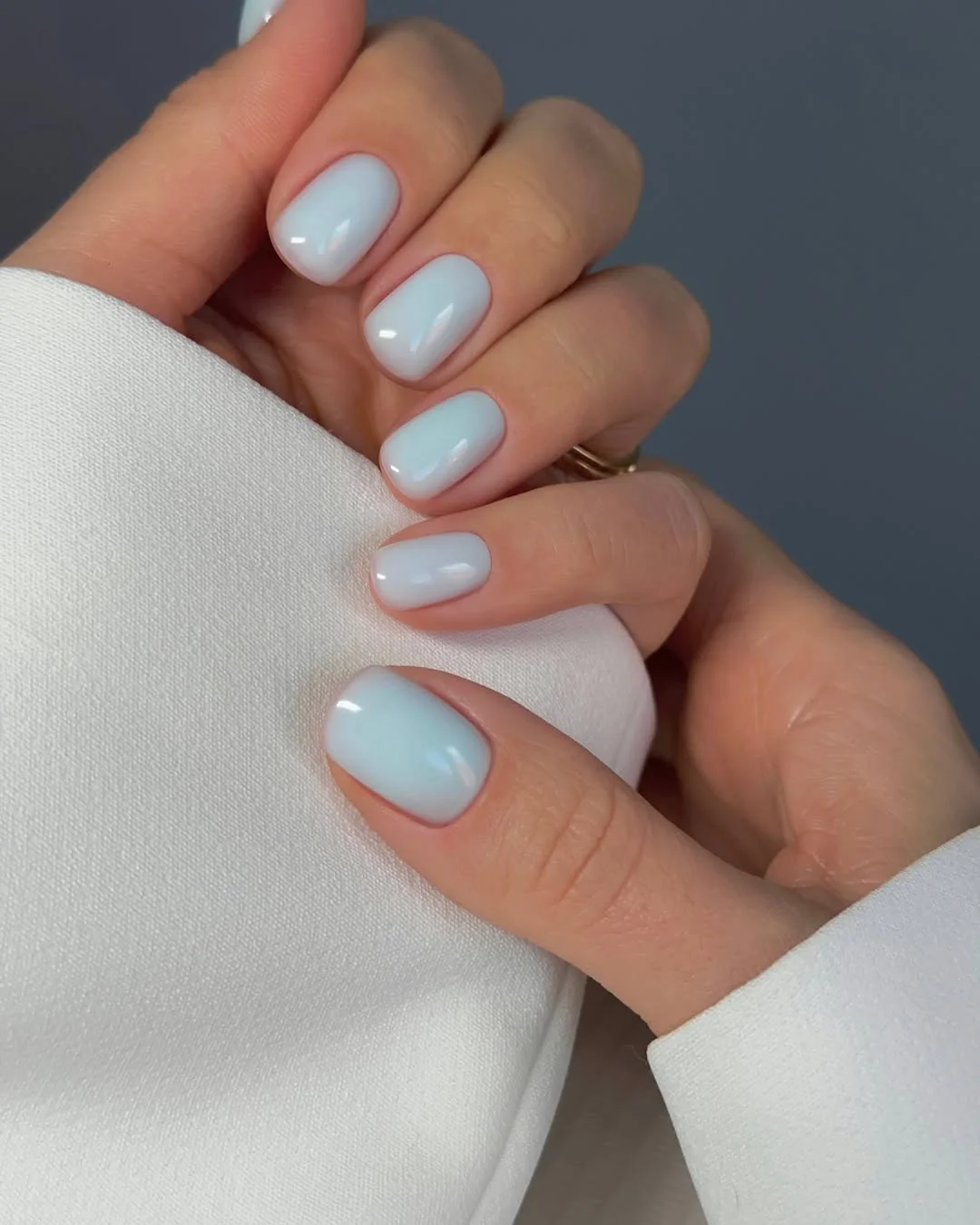 simple plain summer nails 2026 Clean Ice Blue Short Nails