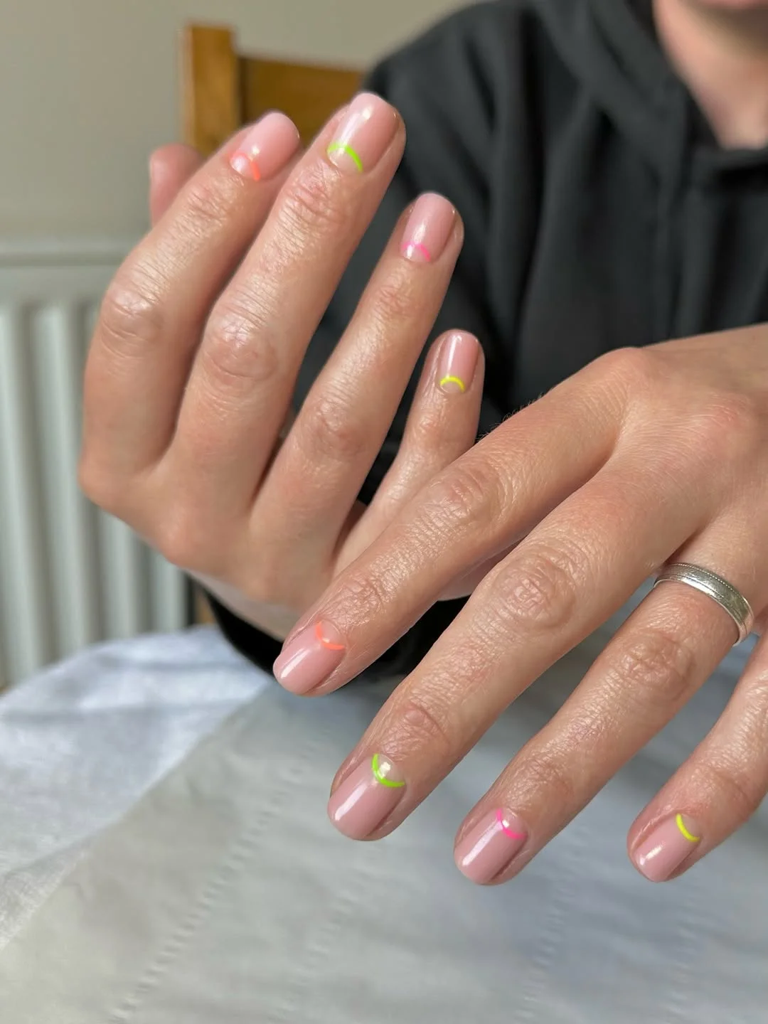 simple plain summer nails 2026 Neon Micro French for a Playful Update