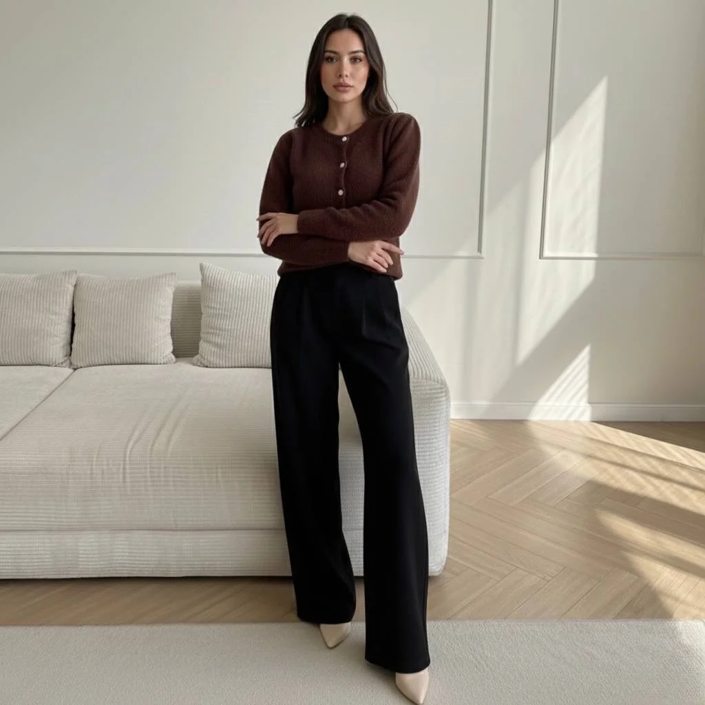 sophisticated chic fall outfits pants 2026 Cozy Knitwear Meets Tailored Elegance