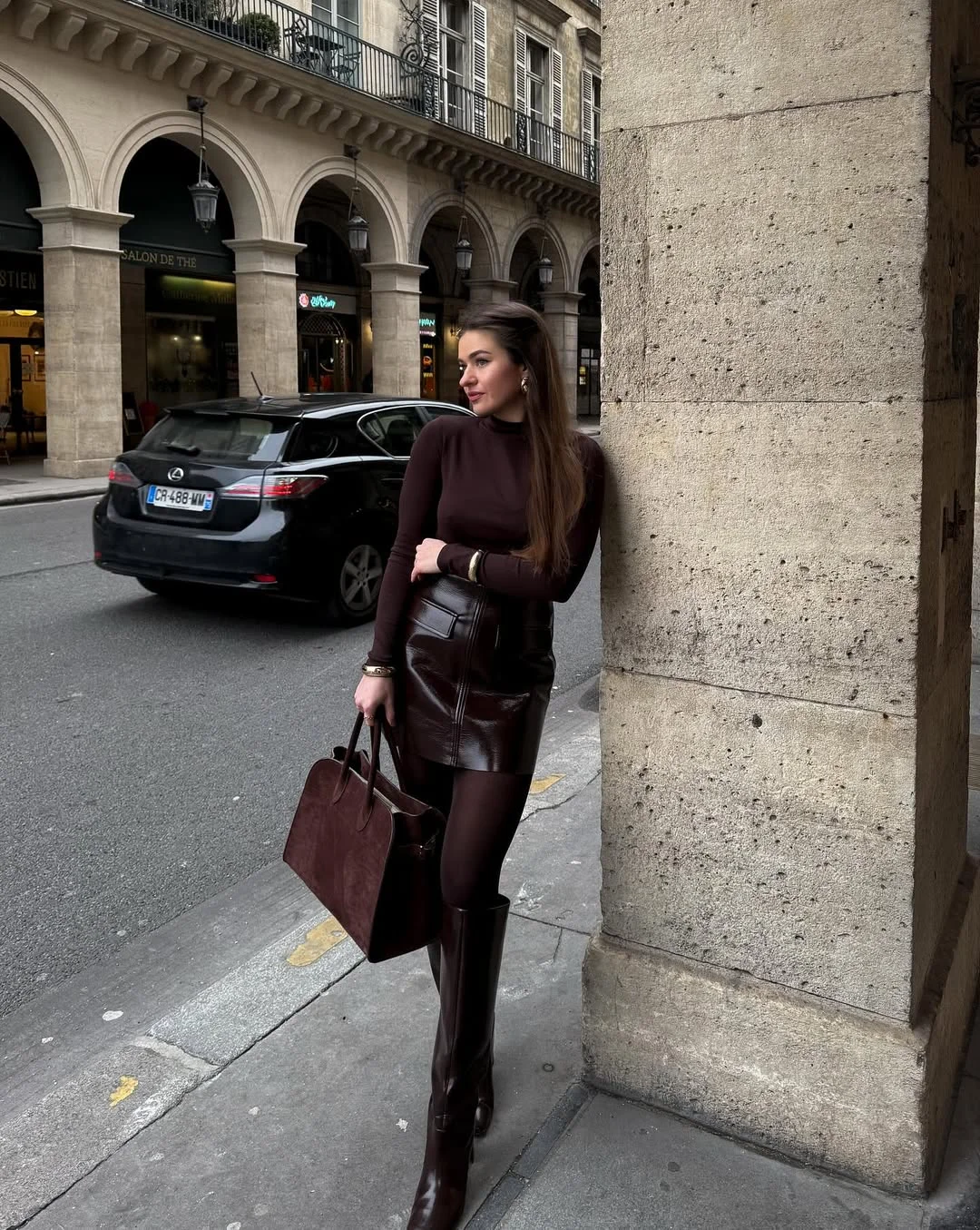 sophisticated elegant fall office outfits 2026 Chocolate Leather Accents for Work Chic Style