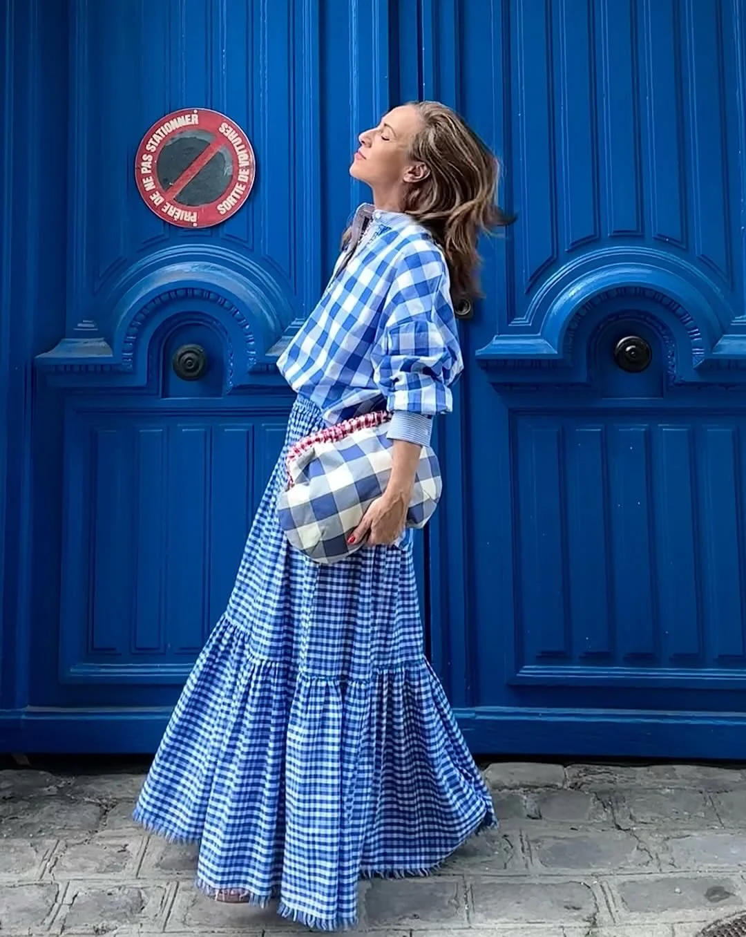 stylish early fall outfits ideas 2026 Blue Gingham for a European Autumn Mood
