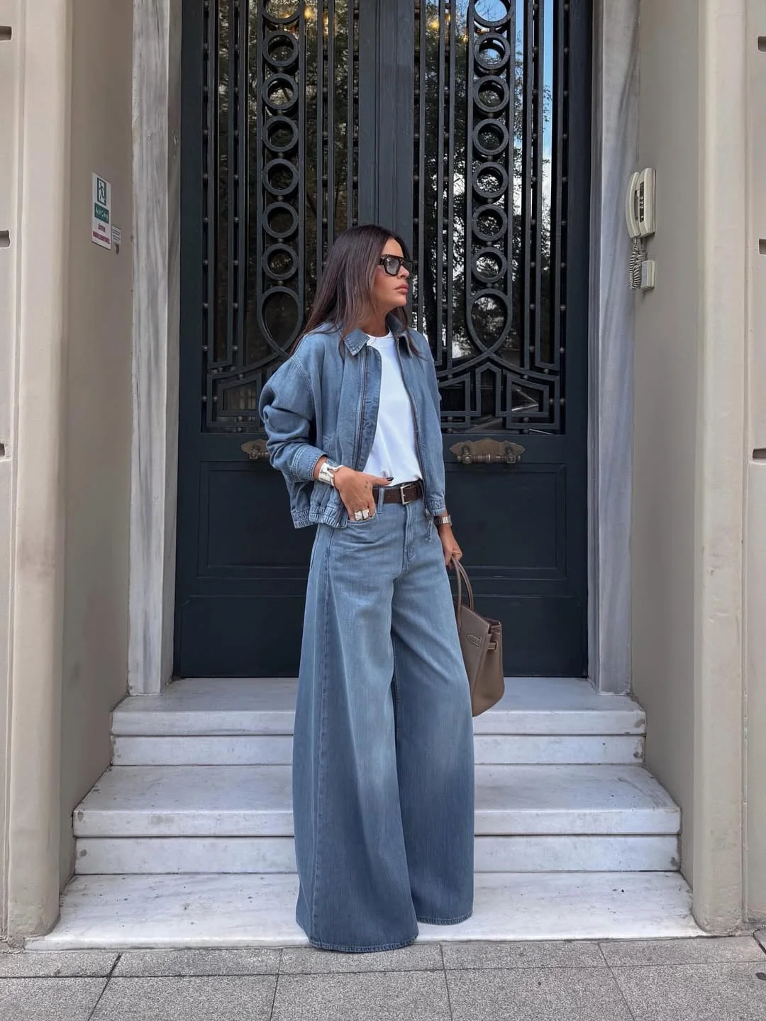 stylish early fall outfits ideas 2026 Modern Double Denim for Early Fall Days