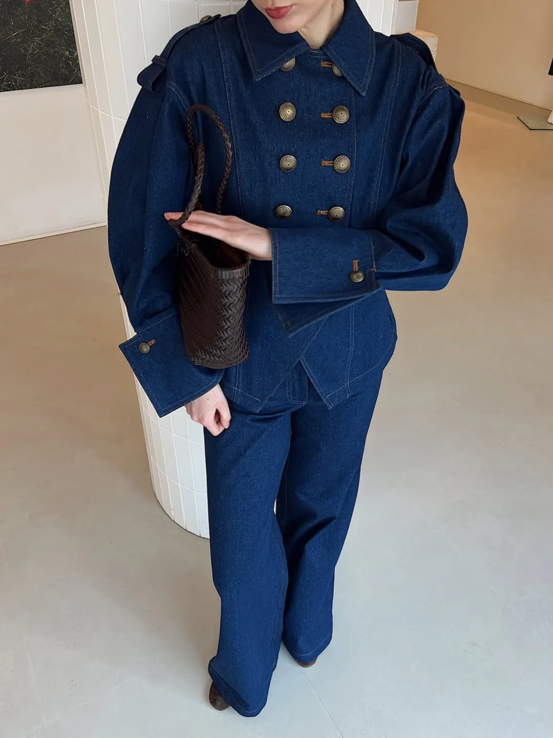stylish fall all denim outfits for women 2026 Military-Inspired Denim Tailoring With a Chic Twist