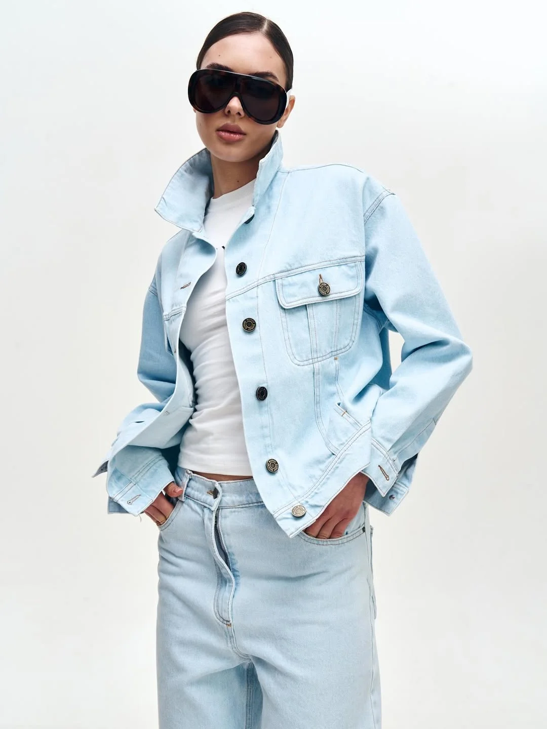 stylish fall all denim outfits for women 2026 Ice Blue Denim for Effortless Casual Chic