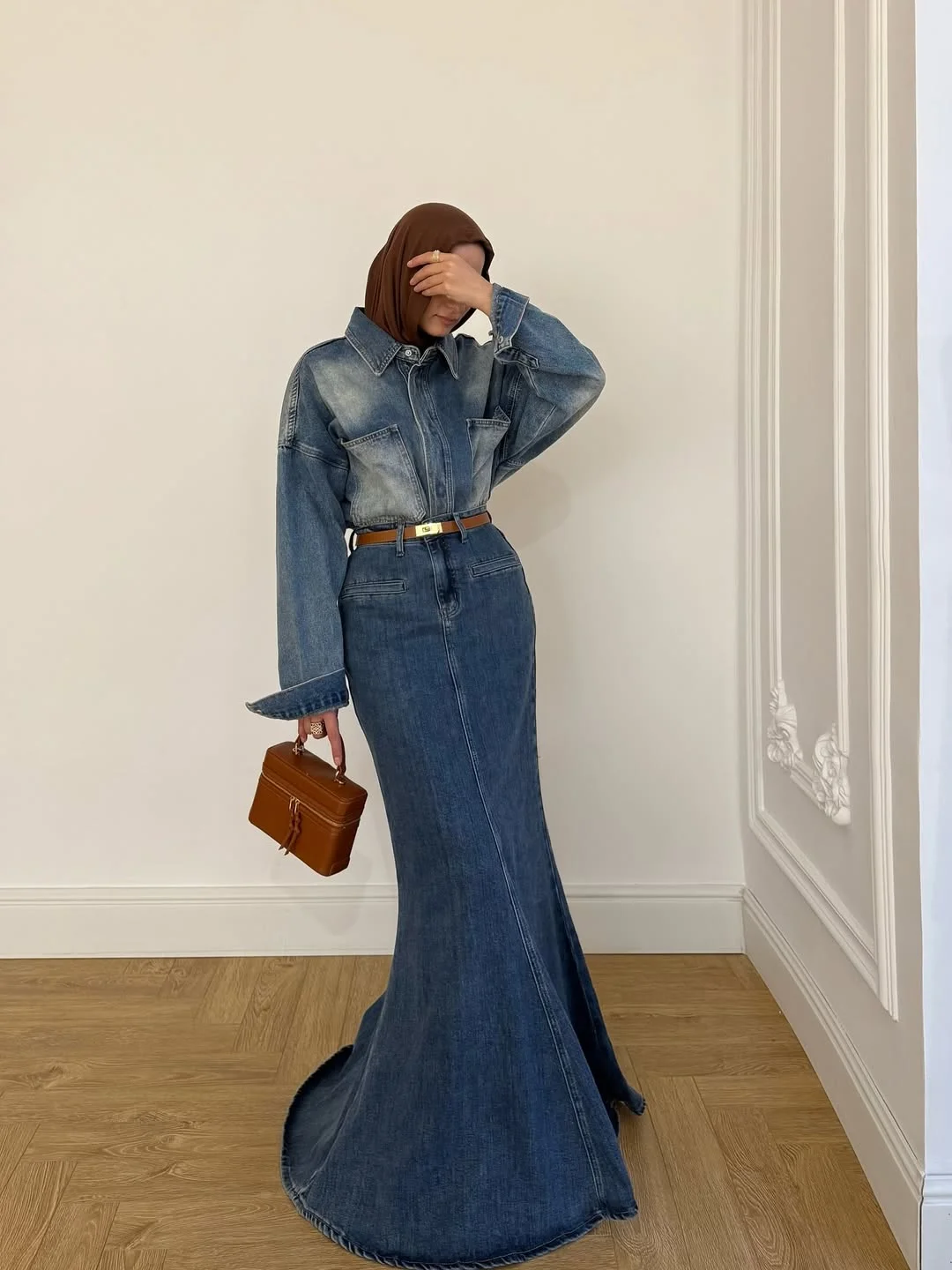 stylish fall all denim outfits for women 2026 Elegant Denim Skirt Styling for Fall Days