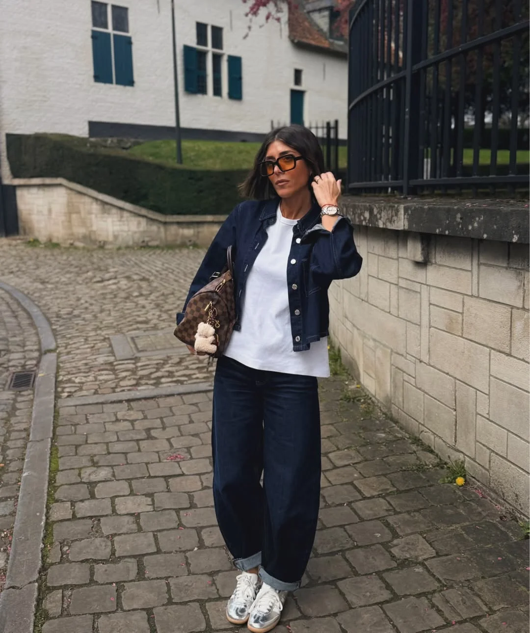 stylish fall outfits with jeans and sneakers 2026 Dark Wash Denim with Timeless Parisian Energy