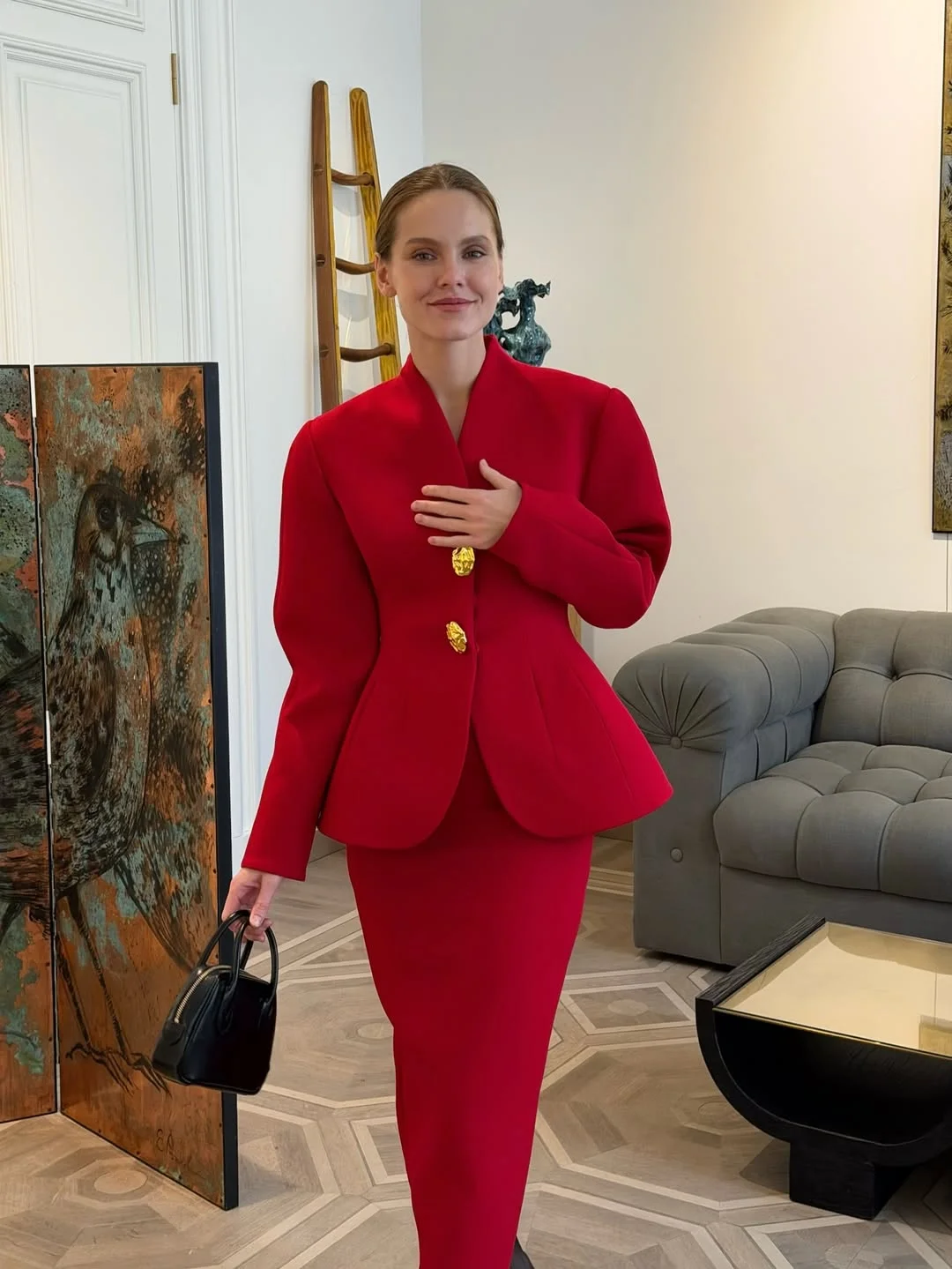 stylish fall work outfits 2026 Bold Red Suit With Executive Energy
