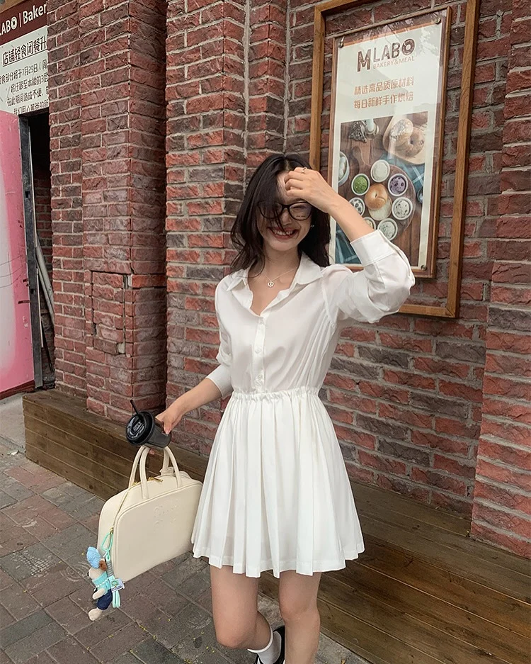 trendy back to school outfits 2026 Fresh Minimal White Dress for School Days