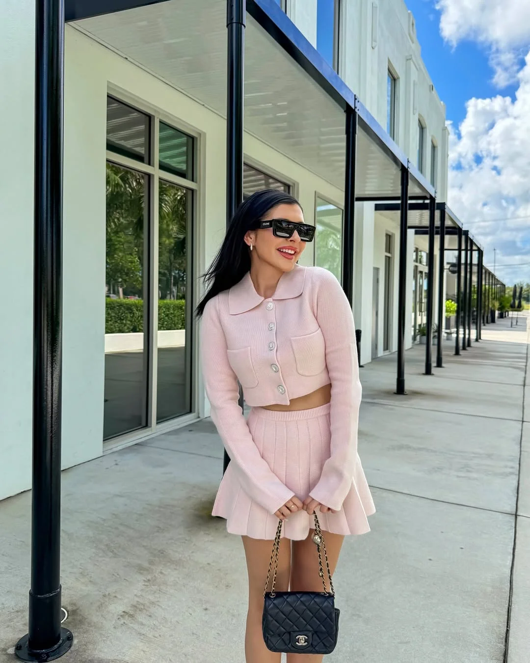 trendy back to school outfits 2026 Soft Pink Knitted Two-Piece for Playful Elegance