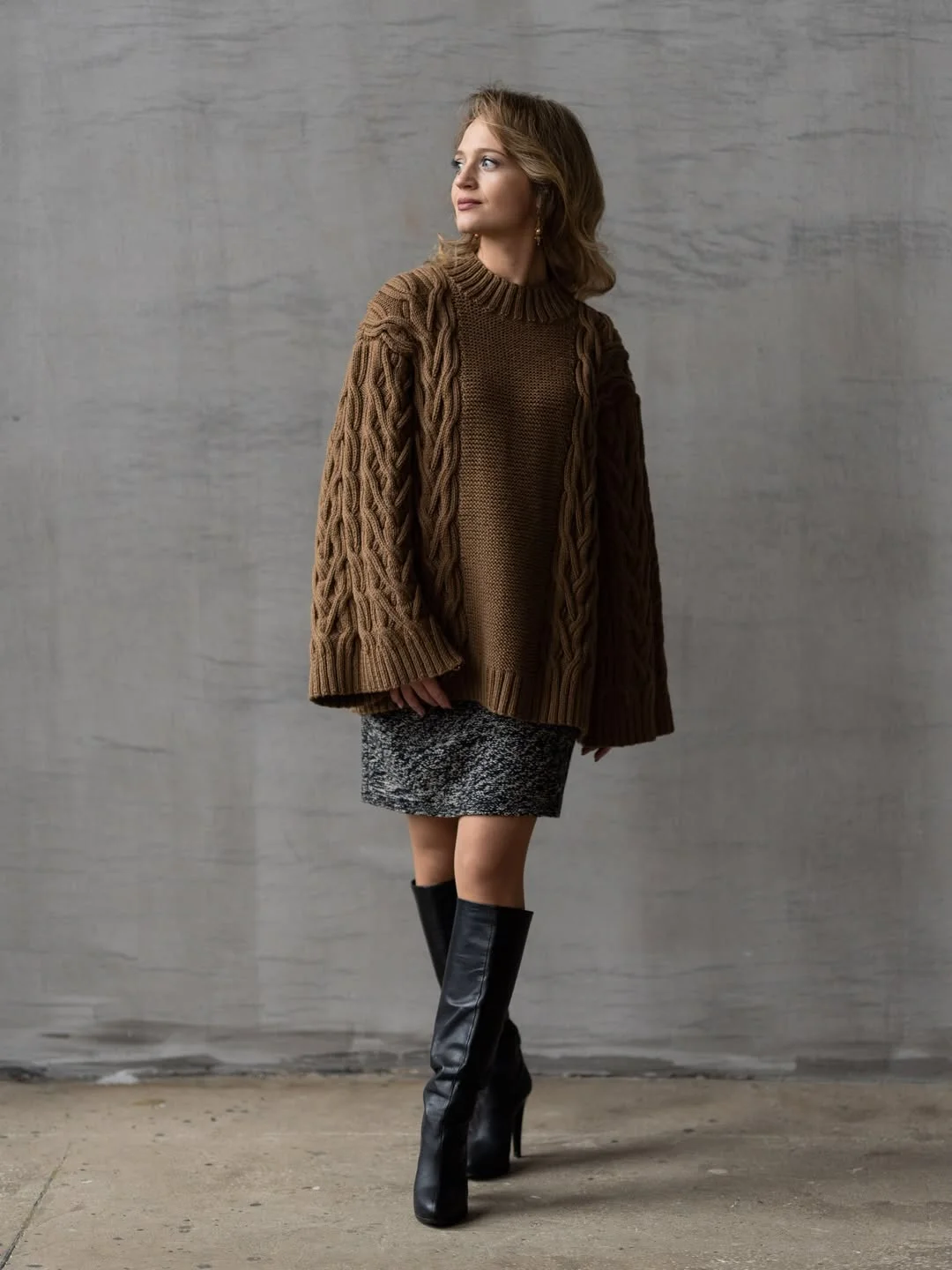 trendy fall outfits with sweater 2026 The Cable Knit That Makes Knee Boots Look New Again