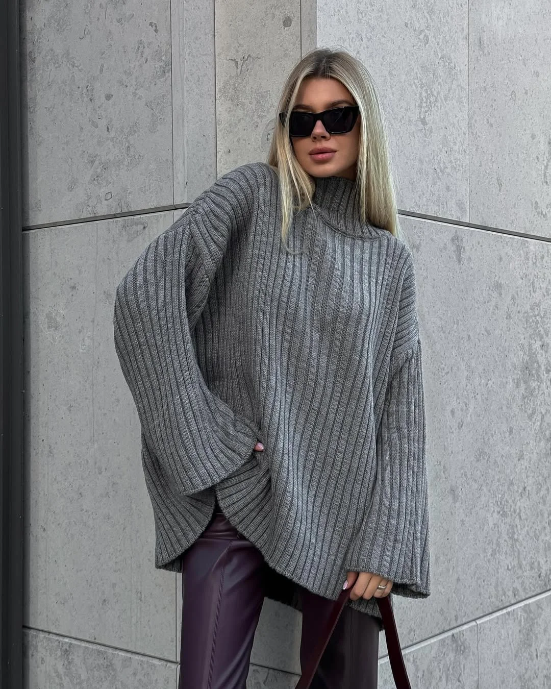 trendy fall outfits with sweater 2026 The Oversized Ribbed Knit That Gives Fall a Modern Edge