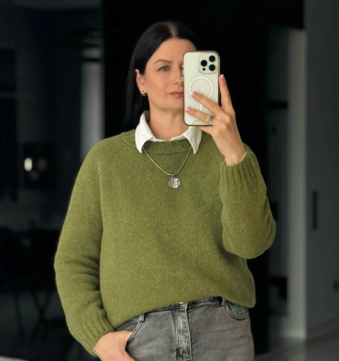 trendy fall outfits with sweater 2026 The Olive Sweater That Makes Everyday Denim Feel Fresh