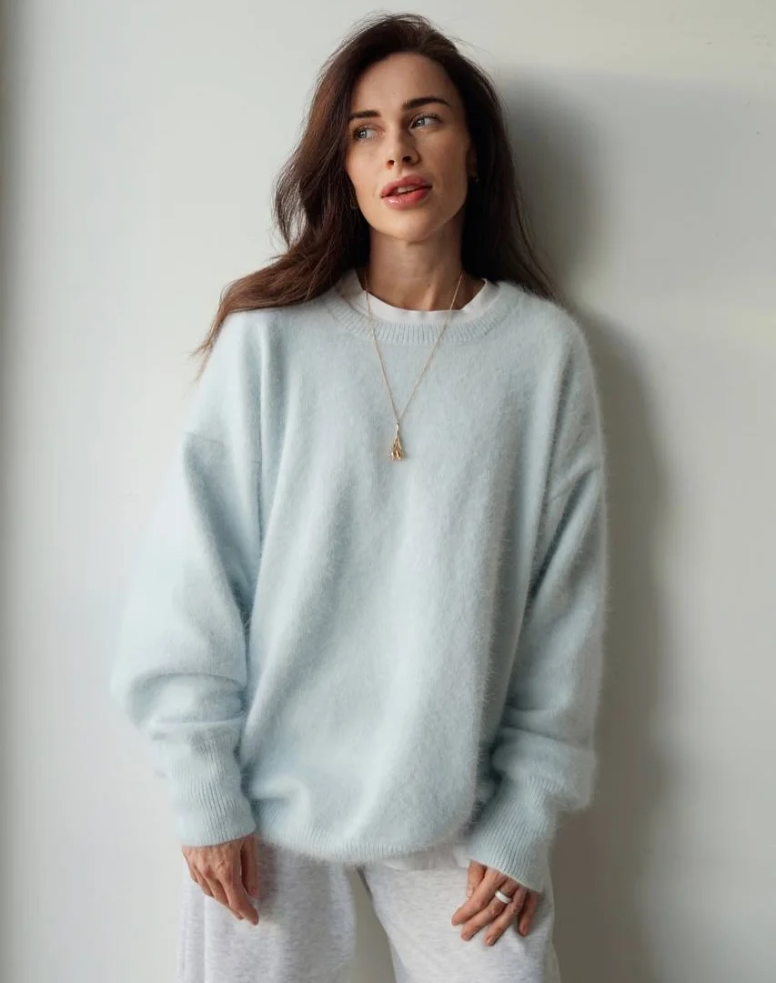 trendy fall outfits with sweater 2026 Soft Ice Blue Knitwear For Quiet Luxury Days