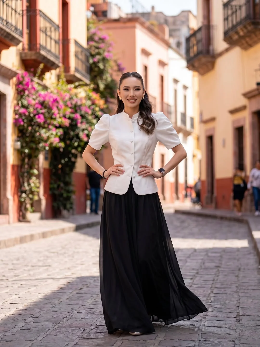 trendy fall skirt and sneakers outfits 2026 Elegant Black and White for Early Fall Days