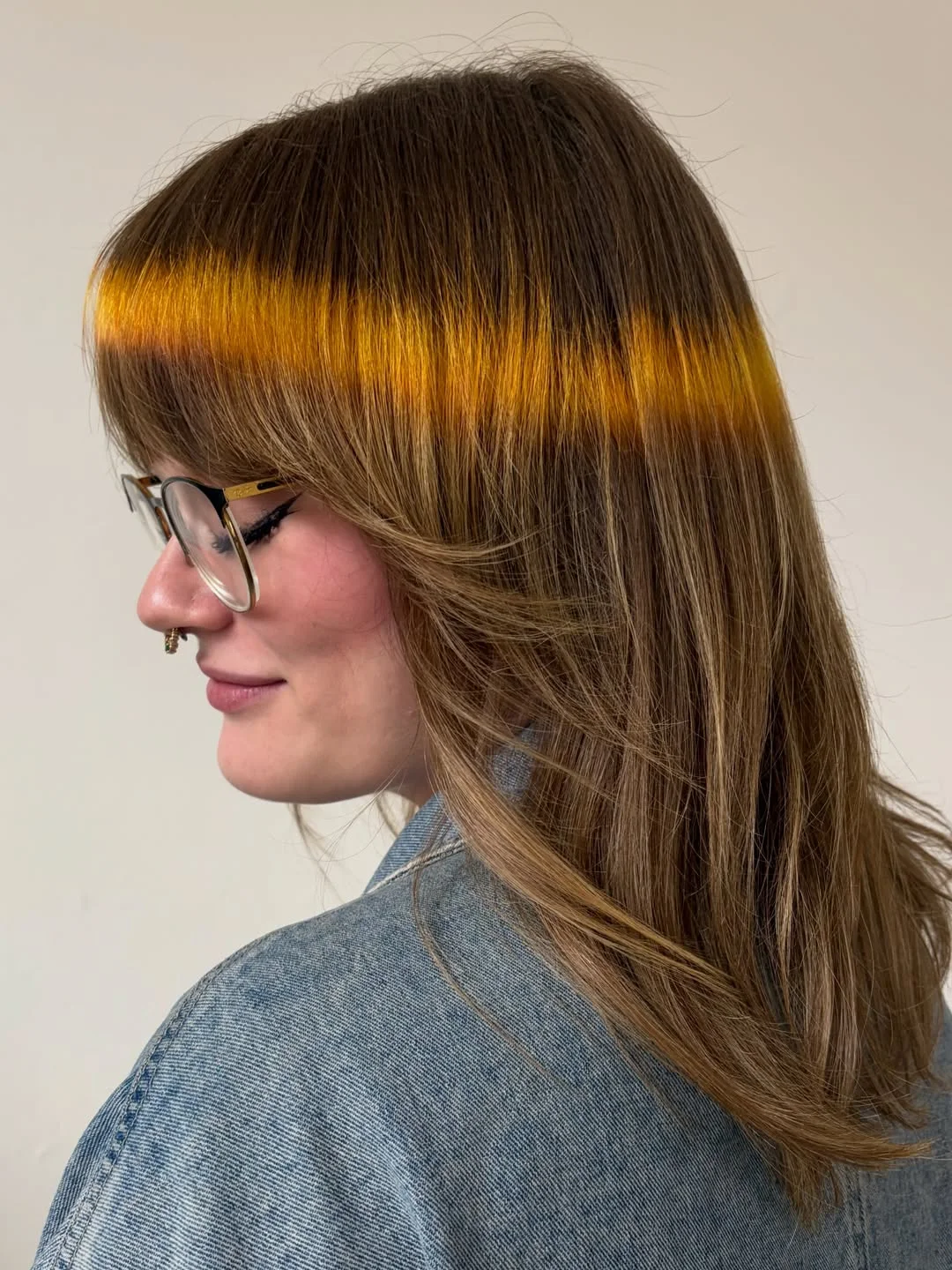 trendy july hair colour ideas 2026 Golden Halo Accent for a Modern Statement