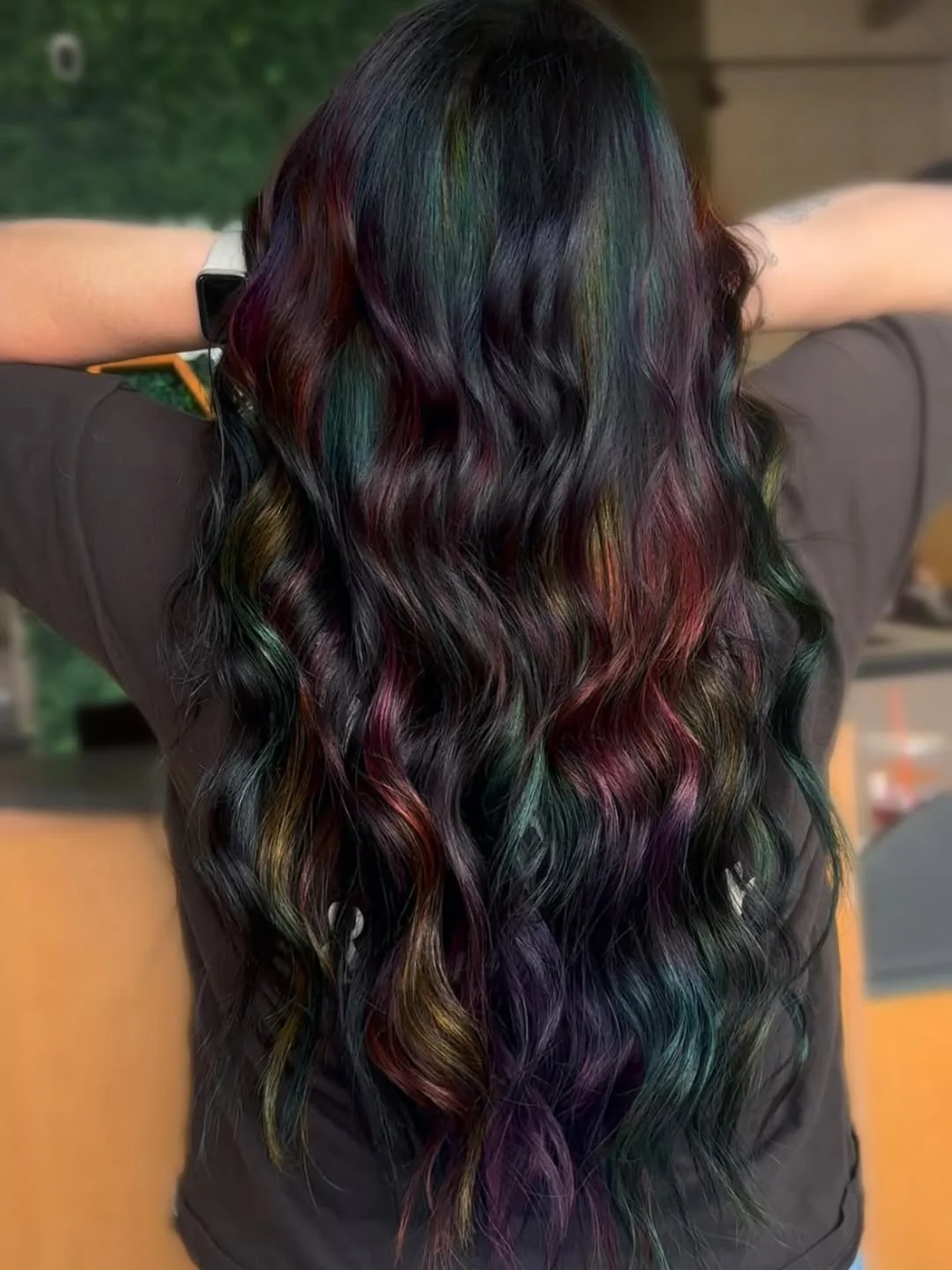trendy july hair colour ideas 2026 Midnight Prism Waves