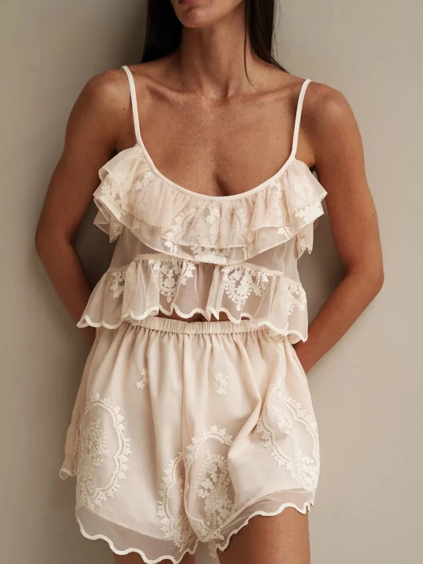 trendy summer to fall outfits 2026 Romantic Lace Sets That Extend Summer's Soft Side