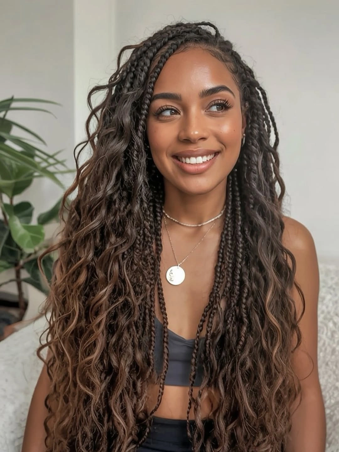 beautiful bora bora braids hairstyle Soft Boho Texture With Face-Framing Accent Braids