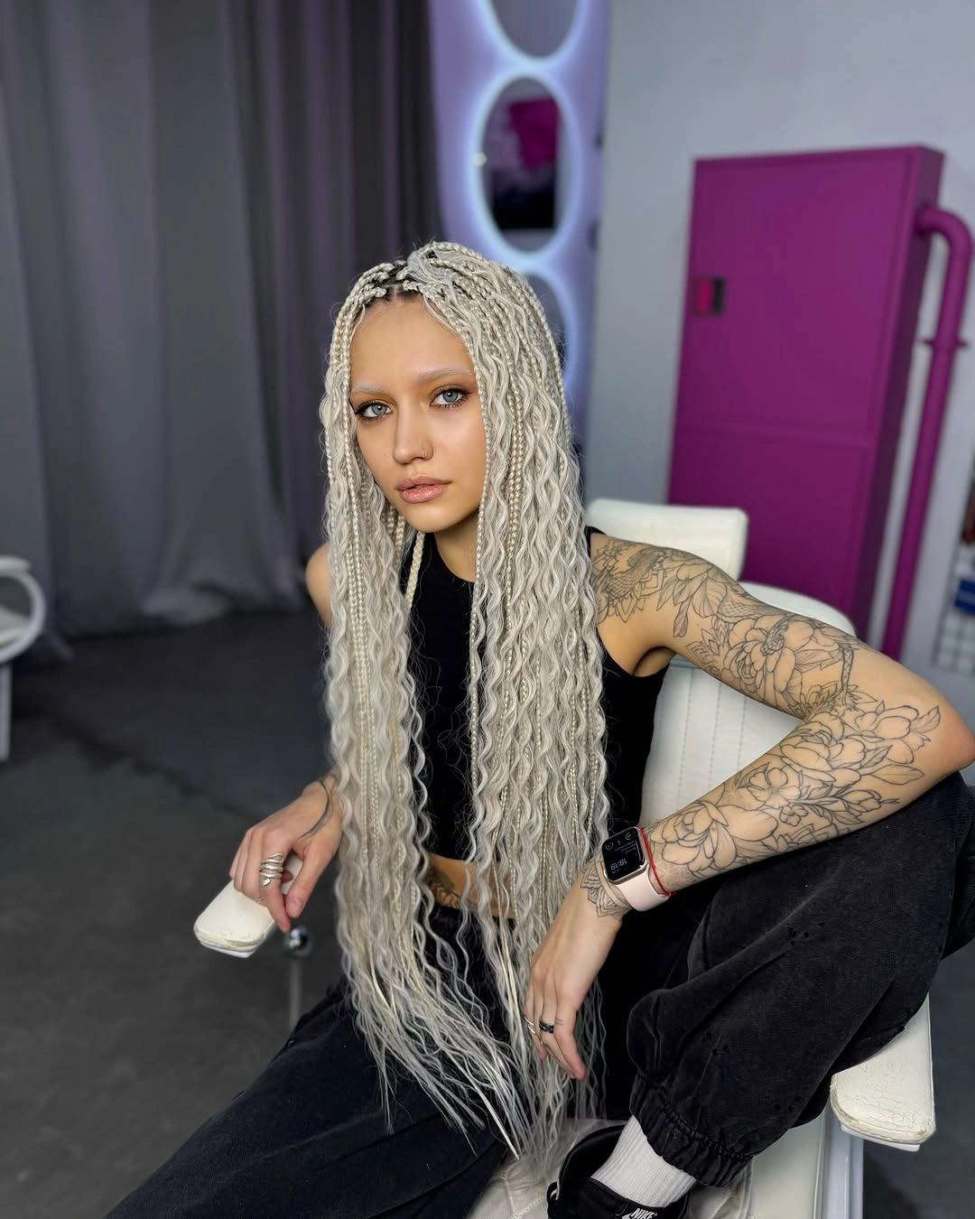 beautiful bora bora braids hairstyle Silver Boho Knotless Texture