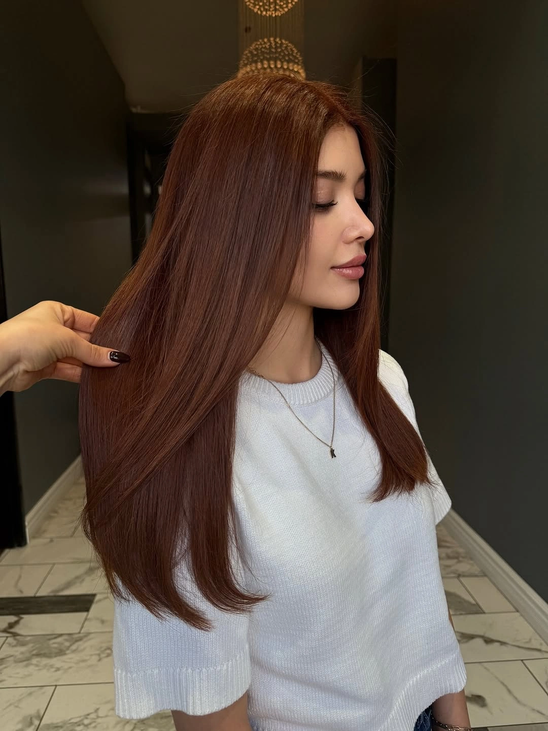 beautiful chestnut brown hair color Silky Rich Chestnut Straight Hair
