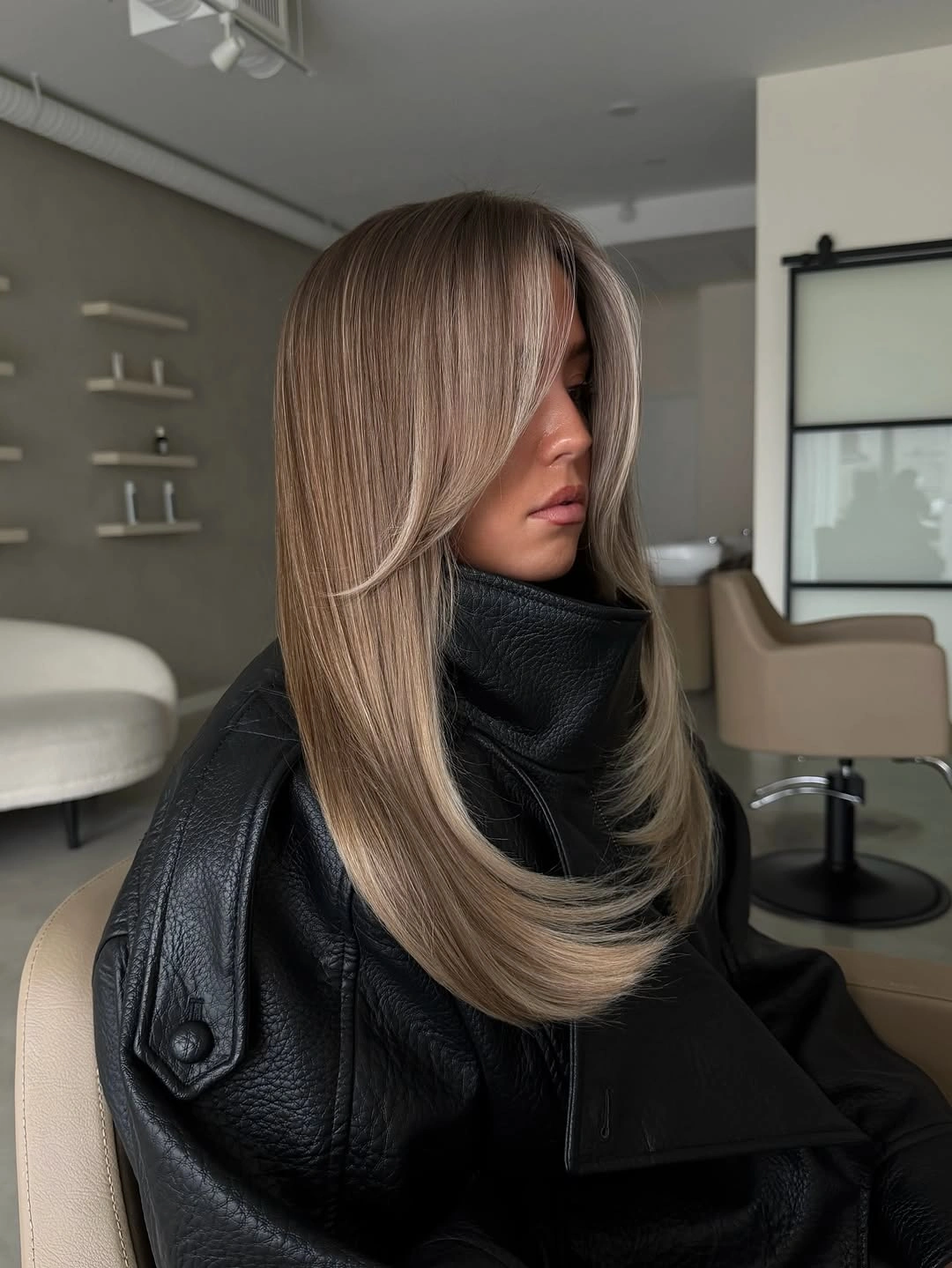 beautiful dirty blonde hair color Silky Straight Layers with Taupe Blonde Shine