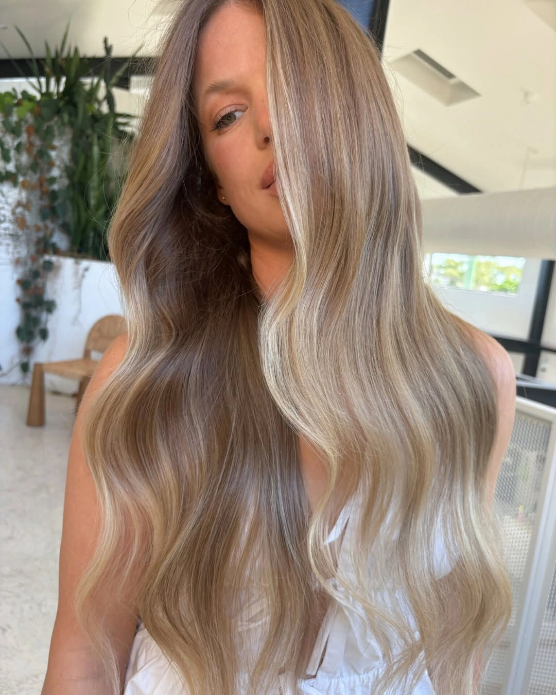 beautiful dirty blonde hair color Long Blended Blonde with Soft Contrast