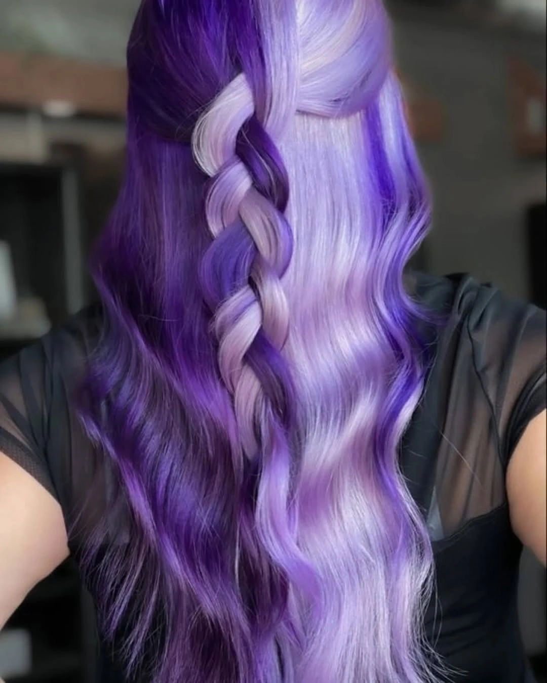 beautiful fall hair colour ideas 2026 Half Lavender Half Violet for a Modern Fairytale Finish