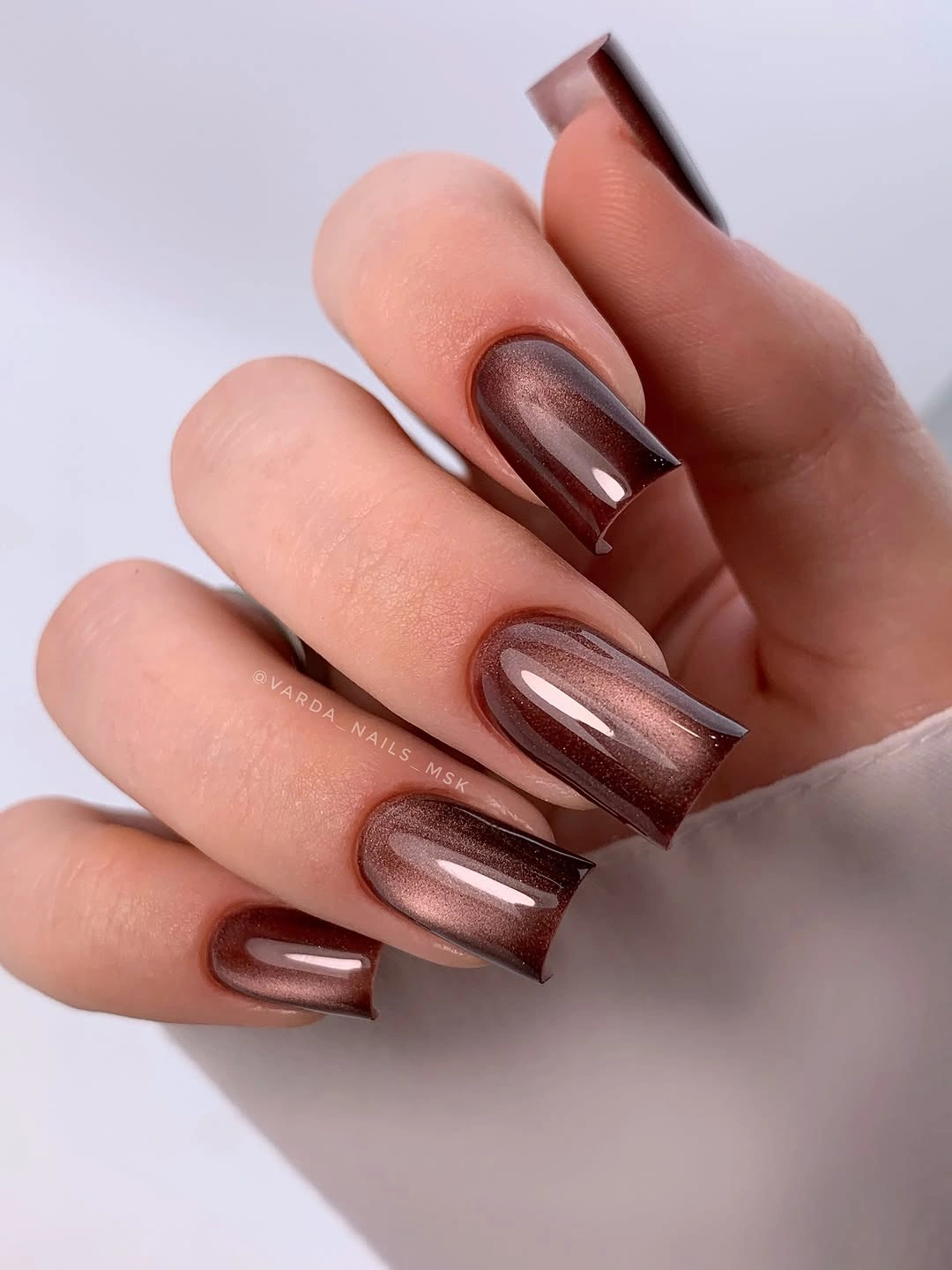 beautiful fall manicure 2026 Chocolate Cat Eye Shine