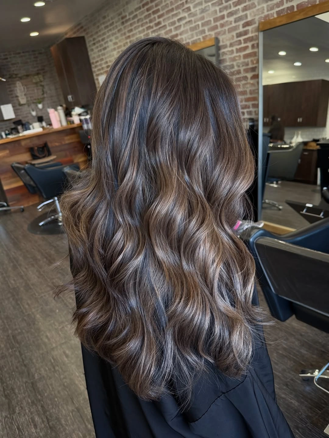 beautiful full head babylights blonde on brown hair Glossy Espresso Lengths Enhanced With Fine Blonde Babylights