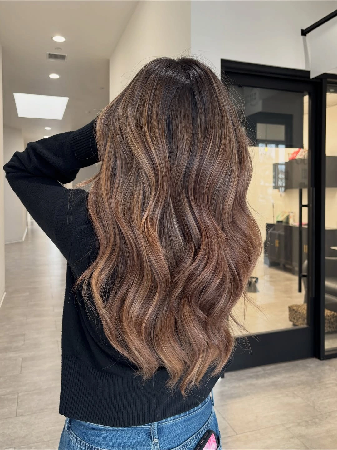 beautiful full head babylights blonde on brown hair Warm Beige Babylights With Seamless Brunette Depth