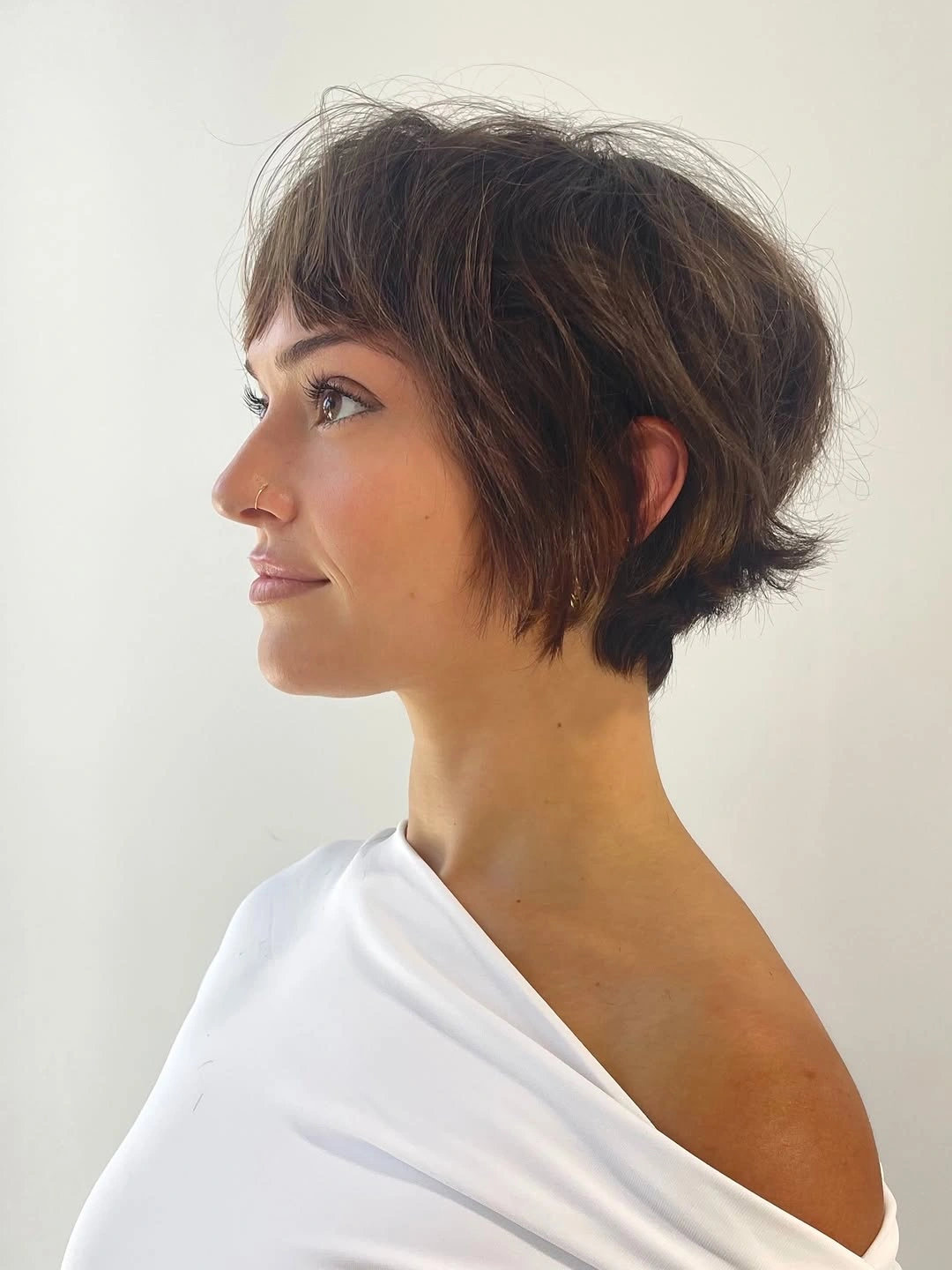 chic bixie haircut Textured Brunette Bixie With Soft Layers