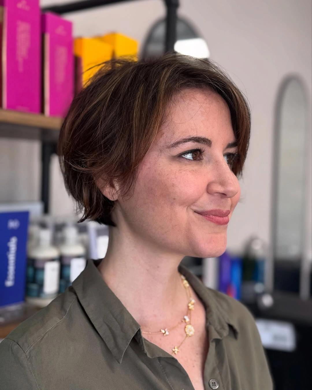 chic bixie haircut Polished Elegance with a Longer Bixie Shape
