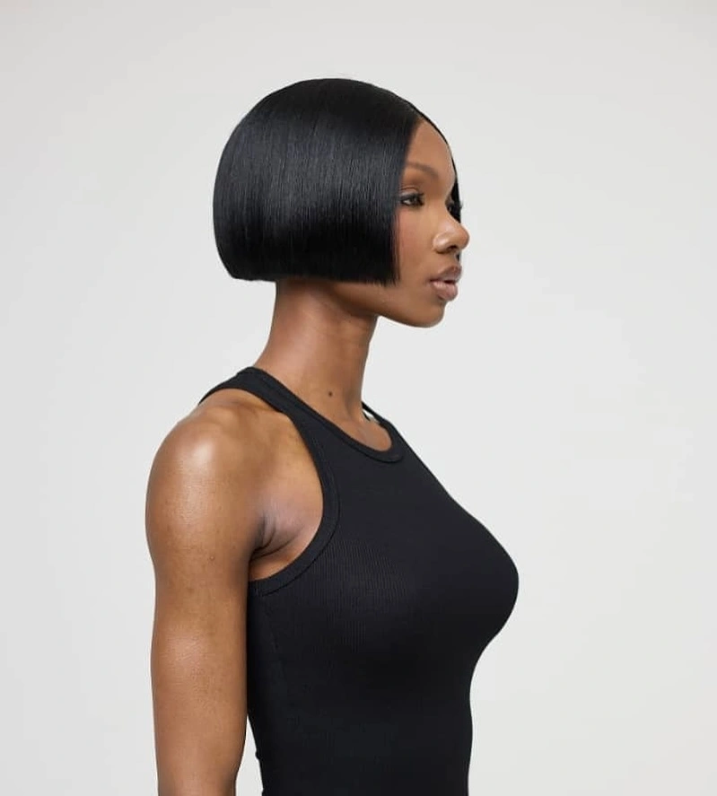 chic bob hairstyles for black women Sleek Precision Bob With a Sharp Finish