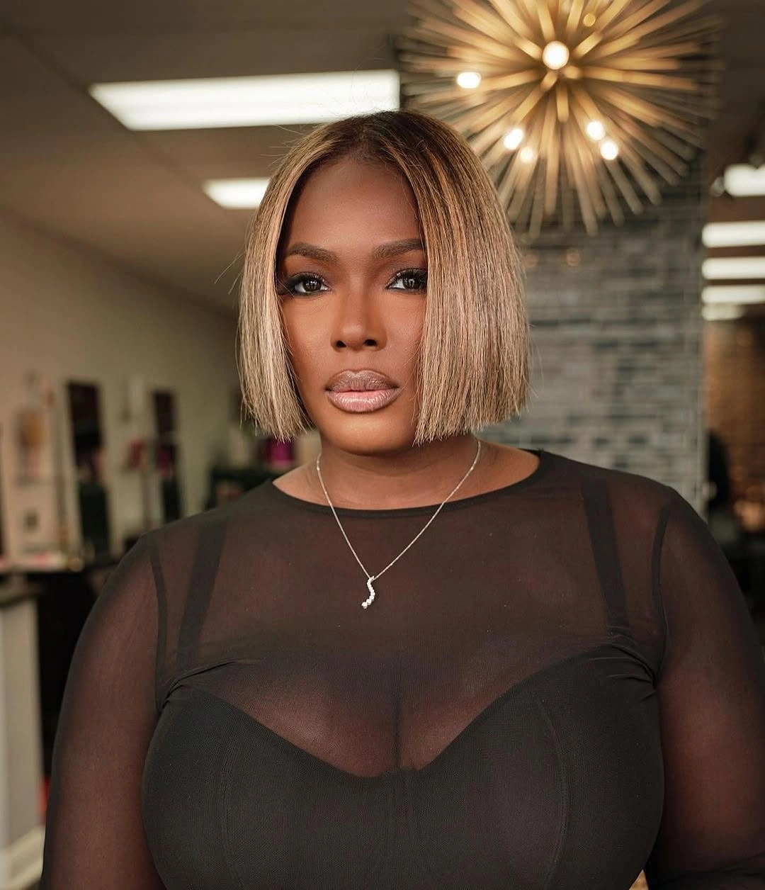 chic bob hairstyles for black women Precision Blonde Bob With a Sharp Finish