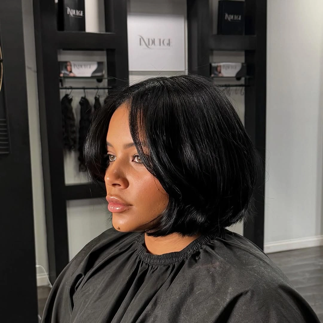 chic bob hairstyles for black women Soft Curtain Bob With Gentle Volume