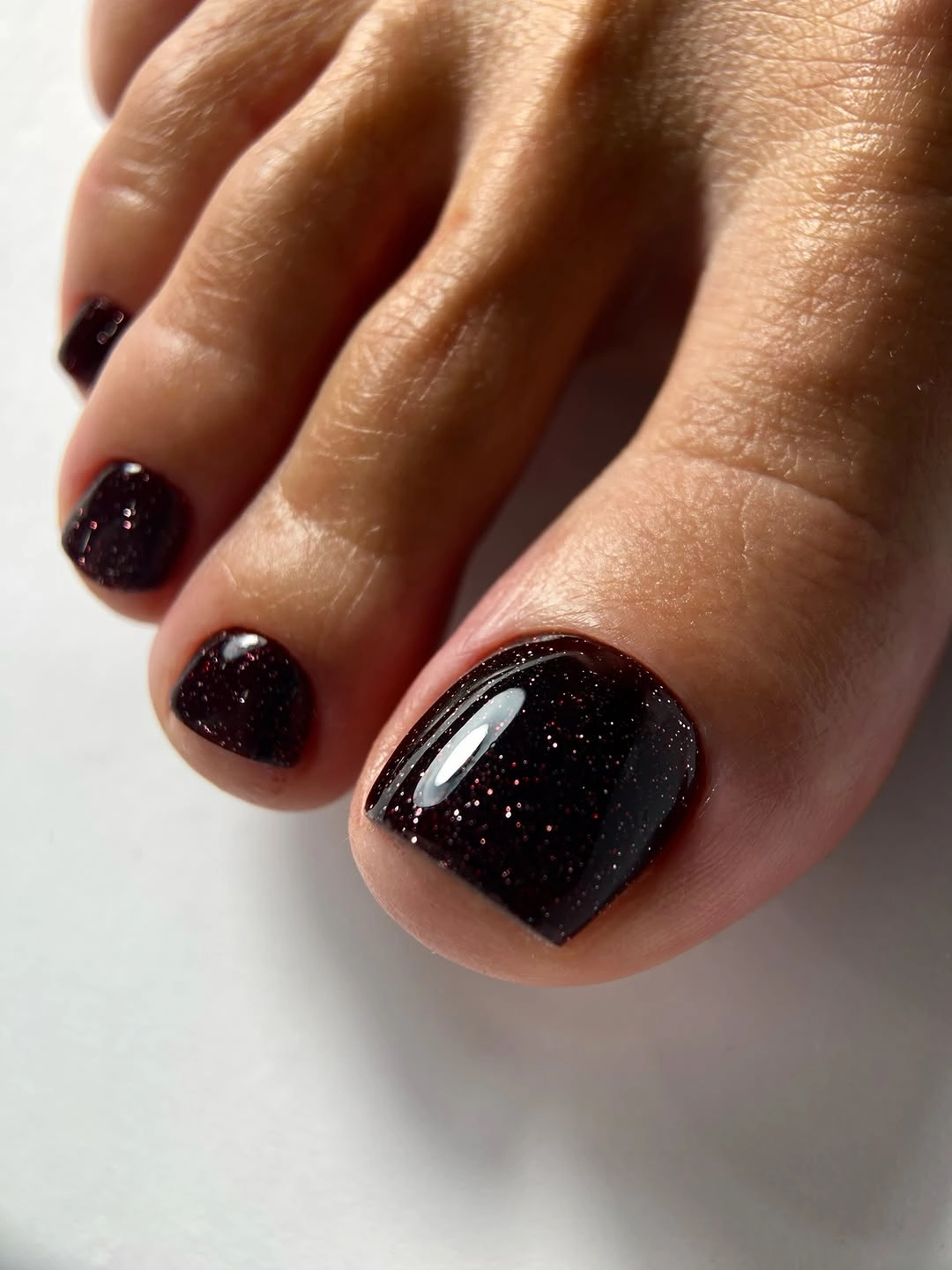 chic fall pedicure ideas 2026 Midnight Plum Shimmer