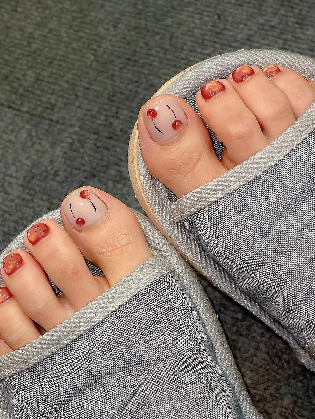 chic fall pedicure ideas 2026 Sweet Cherry Accent Nails
