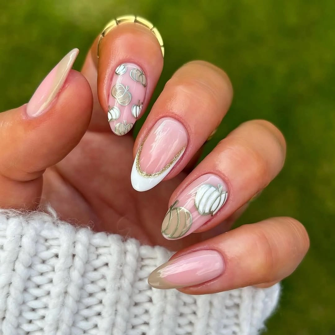 chic september nail art ideas 2026 Soft Pumpkin Nail Art with Minimal Fall Details