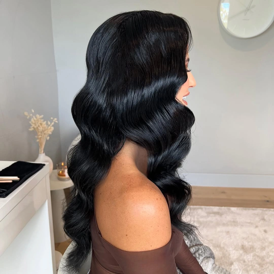 effortless body waves hairstyle Classic Midnight Waves With Sleek Finish