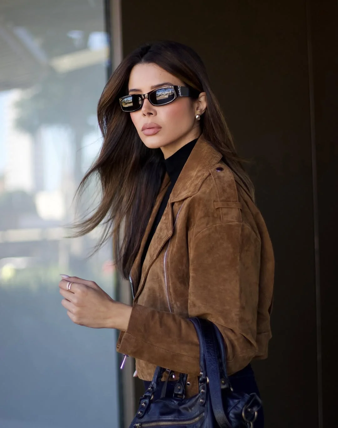 fall brunch outfits 2026 Suede Jacket And Black Basics