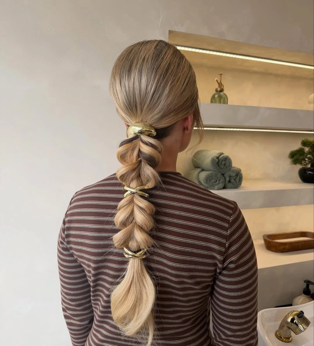 fall hairstyles for long hair 2026 Polished Bubble Ponytail With Minimalist Elegance