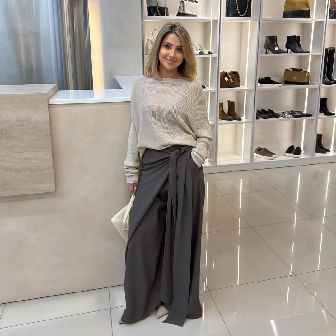 fall outfits wide leg trousers 2026 Soft Neutral Layers That Make Wide-Leg Trousers Feel Effortless