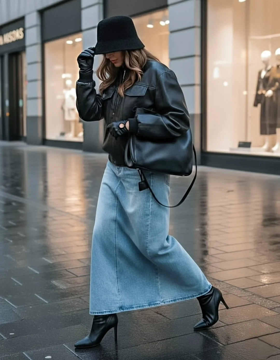 fall outfits with ankle boots 2026 Leather Layers That Make Light Wash Denim Feel Instantly Elevated