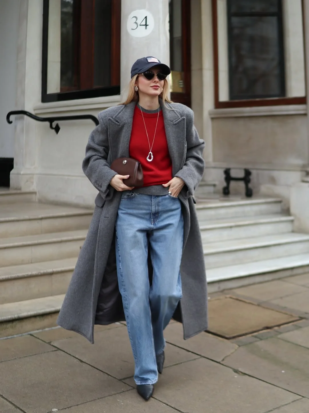 fall outfits with ankle boots 2026 Gray Coats and Bright Knitwear Bring Energy to Cool Fall Days