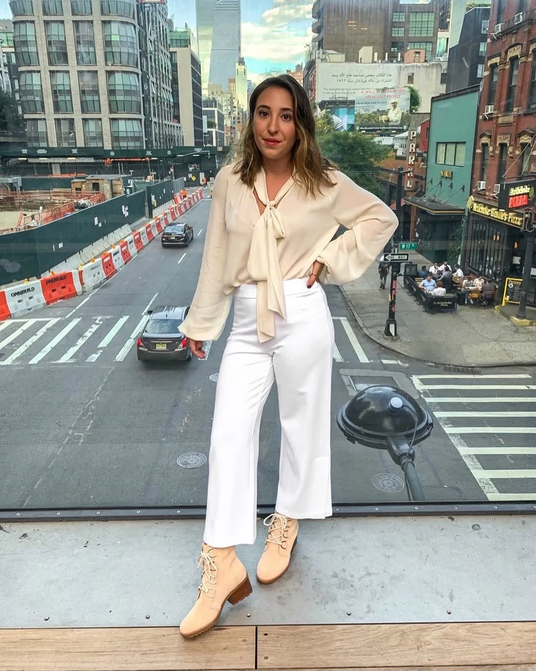fall outfits with ankle boots 2026 Light Neutrals With Beige Lace Up Boots