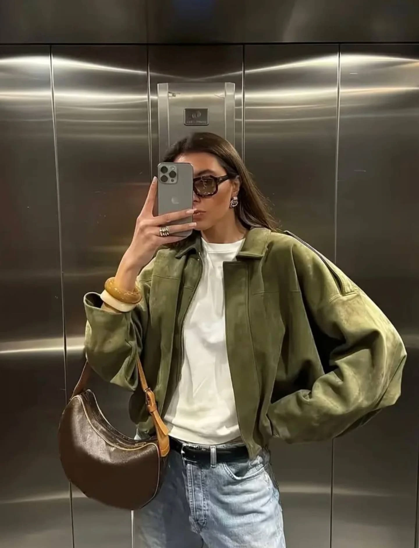 fall outfits with bombers 2026 Olive Green Bombers Make Everyday Denim Feel More Elevated