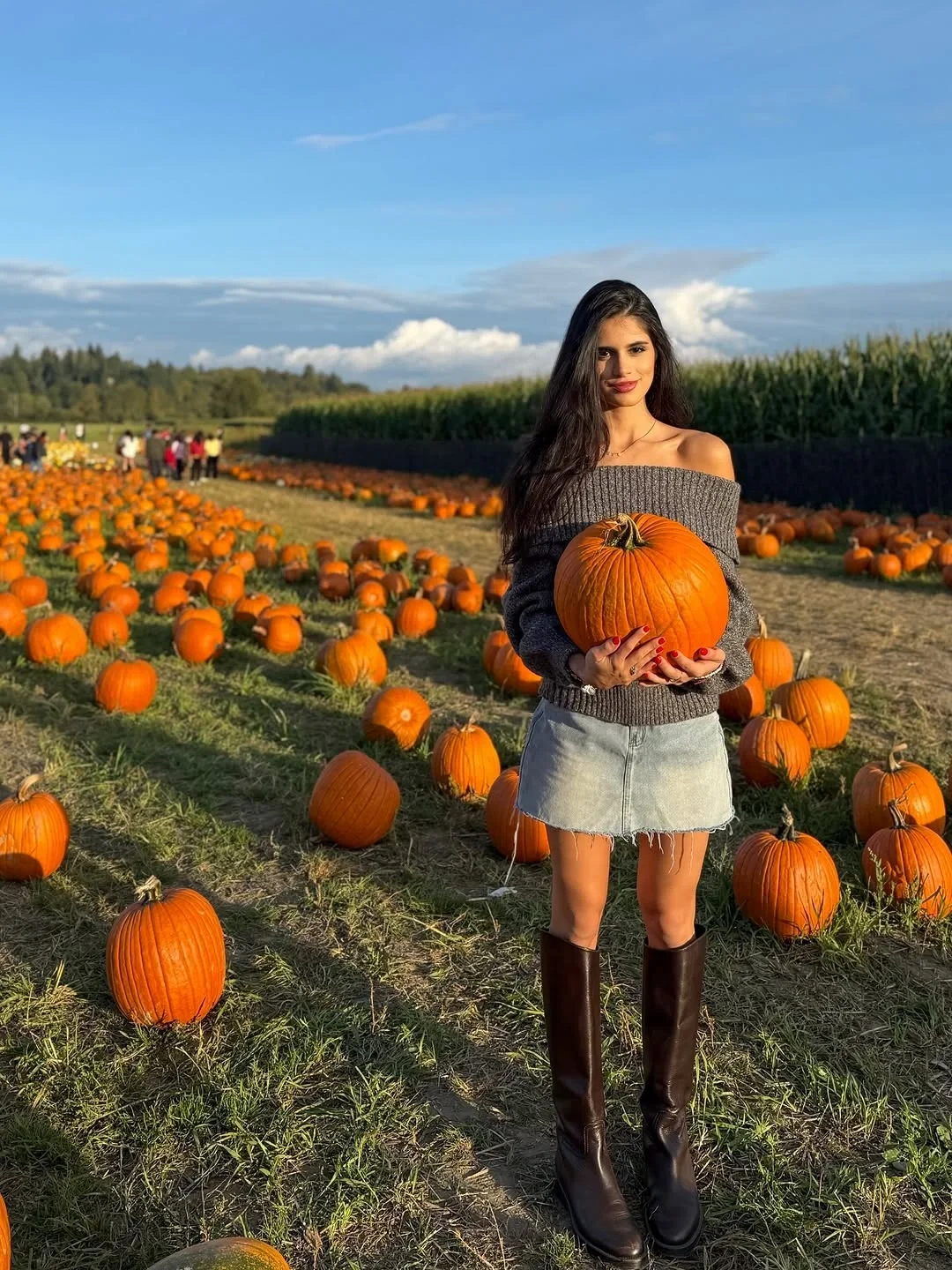 fall photoshoot outfits 2026 Cozy Pumpkin Patch Style With Tall Boots